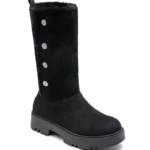 R466- Bottines fourrées daim - noir - 41