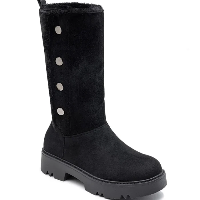 R466- Bottines fourrées daim - noir - 41