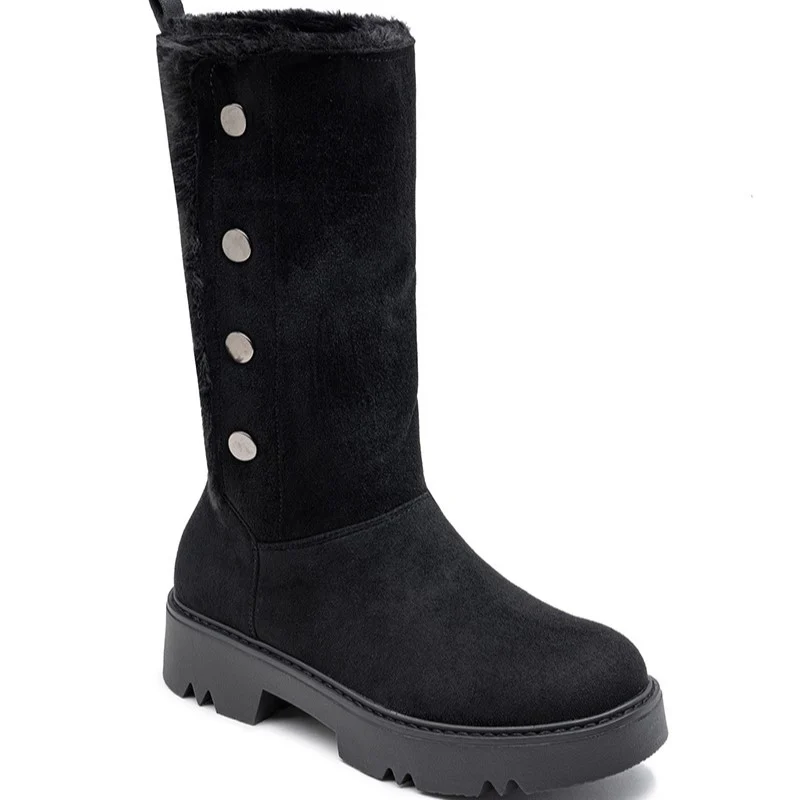 R466- Bottines fourrées daim - noir - 41