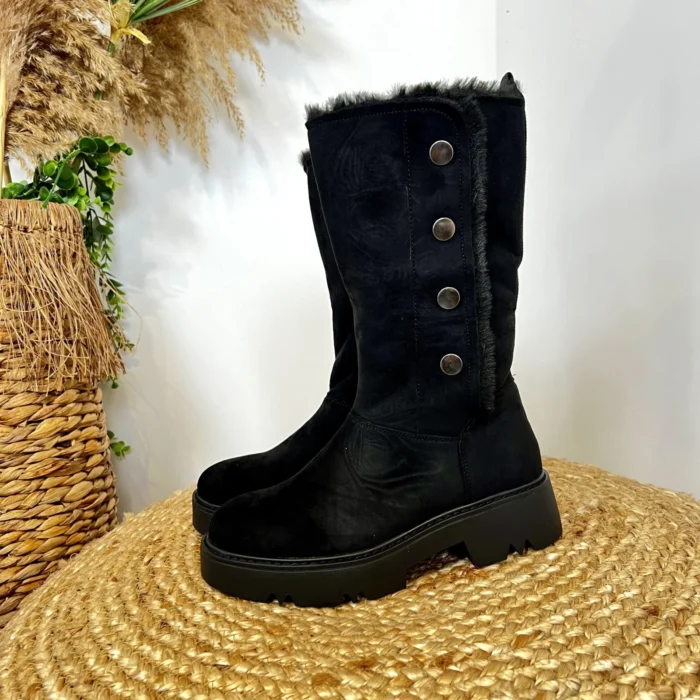 R466- Bottines fourrées daim - noir - 41