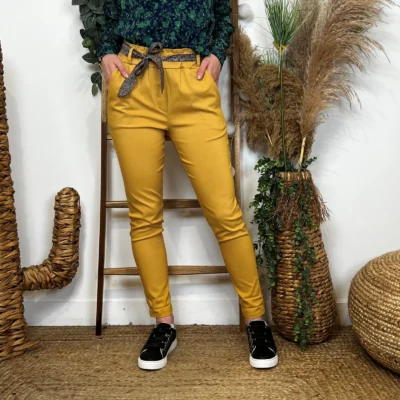 L805- Chino Ceinture Stretch (T36-T44) 🇮🇹 - moutarde - 44