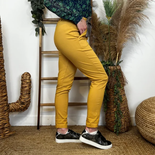 L805- Chino Ceinture Stretch (T36-T44) 🇮🇹 - moutarde - 44