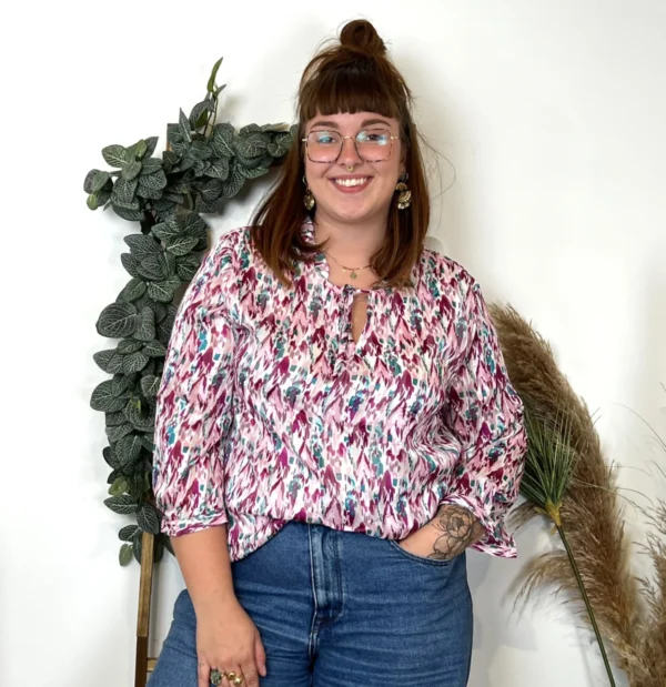 Z793- Blouse Christy Satinée (T44-T52) - fuchsia - 52