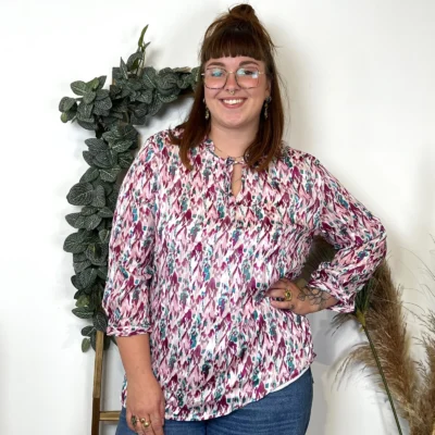 Z793- Blouse Christy Satinée (T44-T52) - fuchsia - 52