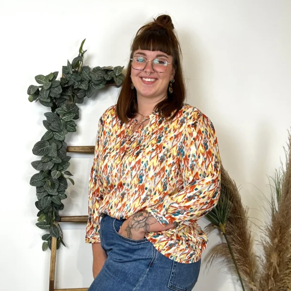 Z793- Blouse Christy Satinée (T44-T52) - orange - 52