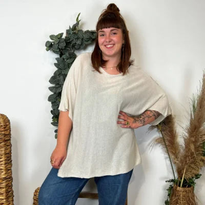 K861- Pull fin "Jolies Formes" - beige - taille-unique-grande-taille