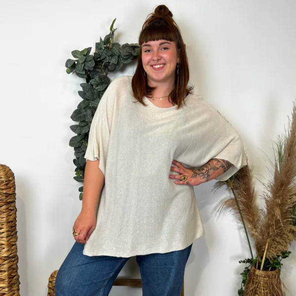 K861- Pull fin "Jolies Formes" - beige - taille-unique-grande-taille