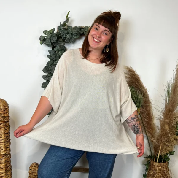 K861- Pull fin "Jolies Formes" - beige - taille-unique-grande-taille