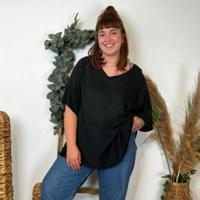 K861- Pull fin "Jolies Formes" - noir - taille-unique-grande-taille