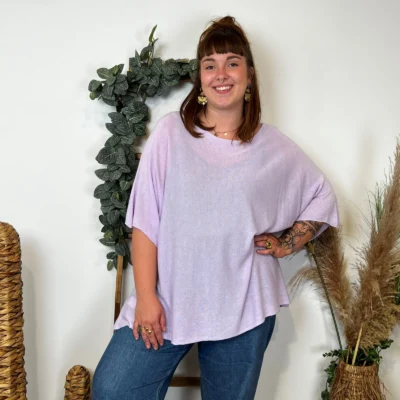 K861- Pull fin "Jolies Formes" - violet - taille-unique-grande-taille