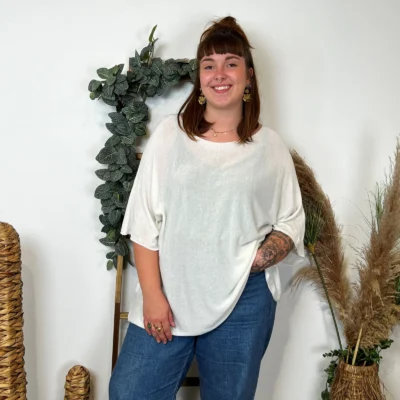 K861- Pull fin "Jolies Formes" - blanc - taille-unique-grande-taille