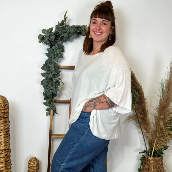 K861- Pull fin "Jolies Formes" - blanc - taille-unique-grande-taille