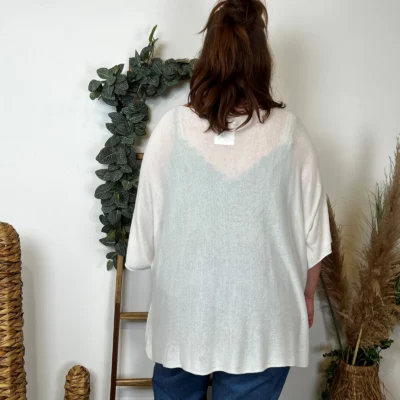 K861- Pull fin "Jolies Formes" - blanc - taille-unique-grande-taille