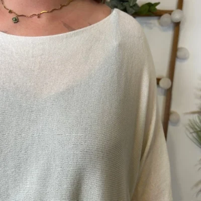 K861- Pull fin "Jolies Formes" - blanc - taille-unique-grande-taille