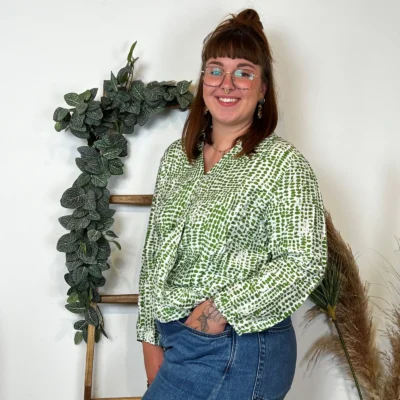 Z799- Blouse Boule Christy (T44-T52) - vert-bresil - 52