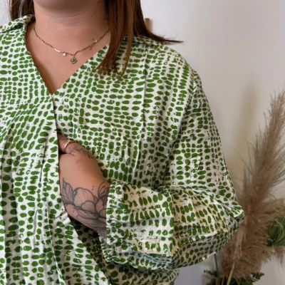 Z799- Blouse Boule Christy (T44-T52) - vert-bresil - 52