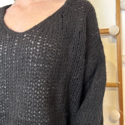 K781- Pull Grosse Maille (Tu) 🇮🇹 - noir - taille-unique