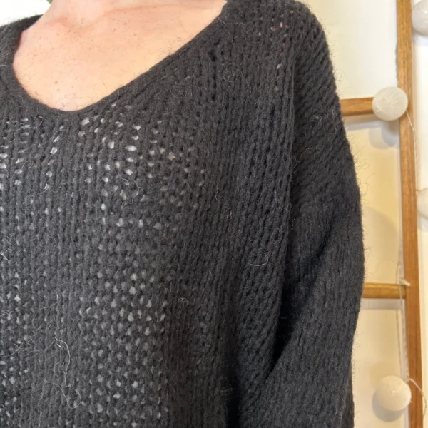 K781- Pull Grosse Maille (Tu) 🇮🇹 - noir - taille-unique