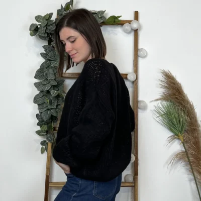 K781- Pull Grosse Maille (Tu) 🇮🇹 - noir - taille-unique