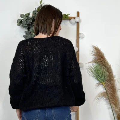 K781- Pull Grosse Maille (Tu) 🇮🇹 - noir - taille-unique