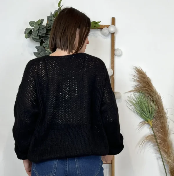 K781- Pull Grosse Maille (Tu) 🇮🇹 - noir - taille-unique