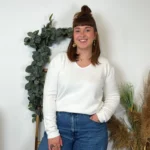 Pull col V laine et cachemire femme TRICOTONIC T44 - ecru - 48