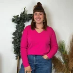 Pull col V laine et cachemire femme TRICOTONIC T44 - fuchsia - 48