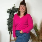 Pull col V laine et cachemire femme TRICOTONIC T44 - fuchsia - 48
