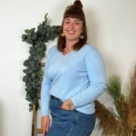 Pull col V laine et cachemire femme TRICOTONIC T44 - bleu-ciel - 48