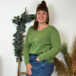 Pull col V laine et cachemire femme TRICOTONIC T44 - kaki - 48