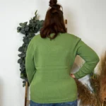 Pull col V laine et cachemire femme TRICOTONIC T44 - kaki - 48