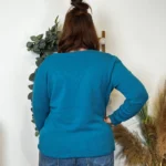 Pull col V laine et cachemire femme TRICOTONIC T44 - bleu-canard - 48