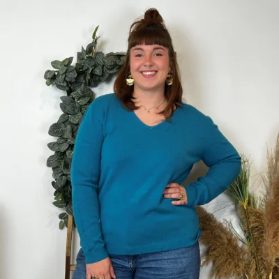 Y250- Pull Laine Cachemire "Tricotonic" (T44-T48) - bleu-canard - 48