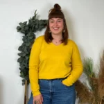 Pull col V laine et cachemire femme TRICOTONIC T44 - moutarde - 48