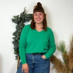 Pull col V laine et cachemire femme TRICOTONIC T44 - vert-bresil - 48