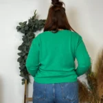 Pull col V laine et cachemire femme TRICOTONIC T44 - vert-bresil - 48