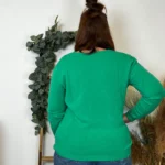 Pull col V laine et cachemire femme TRICOTONIC T44 - vert-bresil - 48