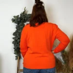 Pull col rond laine et cachemire femme TRICOTONIC T44 - orange-vif - 48
