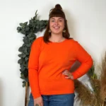 Pull col rond laine et cachemire femme TRICOTONIC T44 - orange-vif - 48