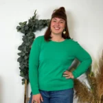 Pull col rond laine et cachemire femme TRICOTONIC T44 - vert-bresil - 48