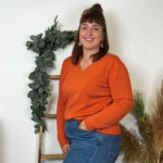 Pull col V laine et cachemire femme TRICOTONIC T44 - rouille - 48