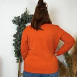 Pull col V laine et cachemire femme TRICOTONIC T44 - rouille - 48