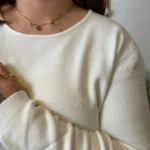 Pull col rond laine et cachemire femme TRICOTONIC T44 - ecru - 48