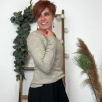 Pull col rond laine et cachemire femme TRICOTONIC T40 - taupe - 42