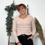Pull col rond laine et cachemire femme TRICOTONIC T40 - rose-poudre - 42