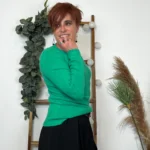 Pull col rond laine et cachemire femme TRICOTONIC T40 - vert-bresil - 42