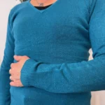 Pull col V laine et cachemire femme TRICOTONIC T40 - bleu-canard - 40