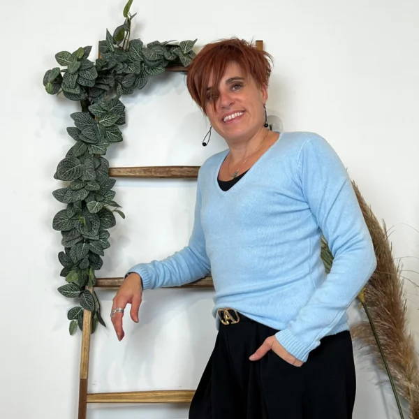 Y248- Pull Laine Cachemire "Tricotonic" (les T36&40) - bleu-ciel - 40