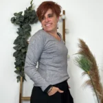 Pull col V laine et cachemire femme TRICOTONIC T40 - gris - 40