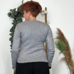 Pull col V laine et cachemire femme TRICOTONIC T40 - gris - 40